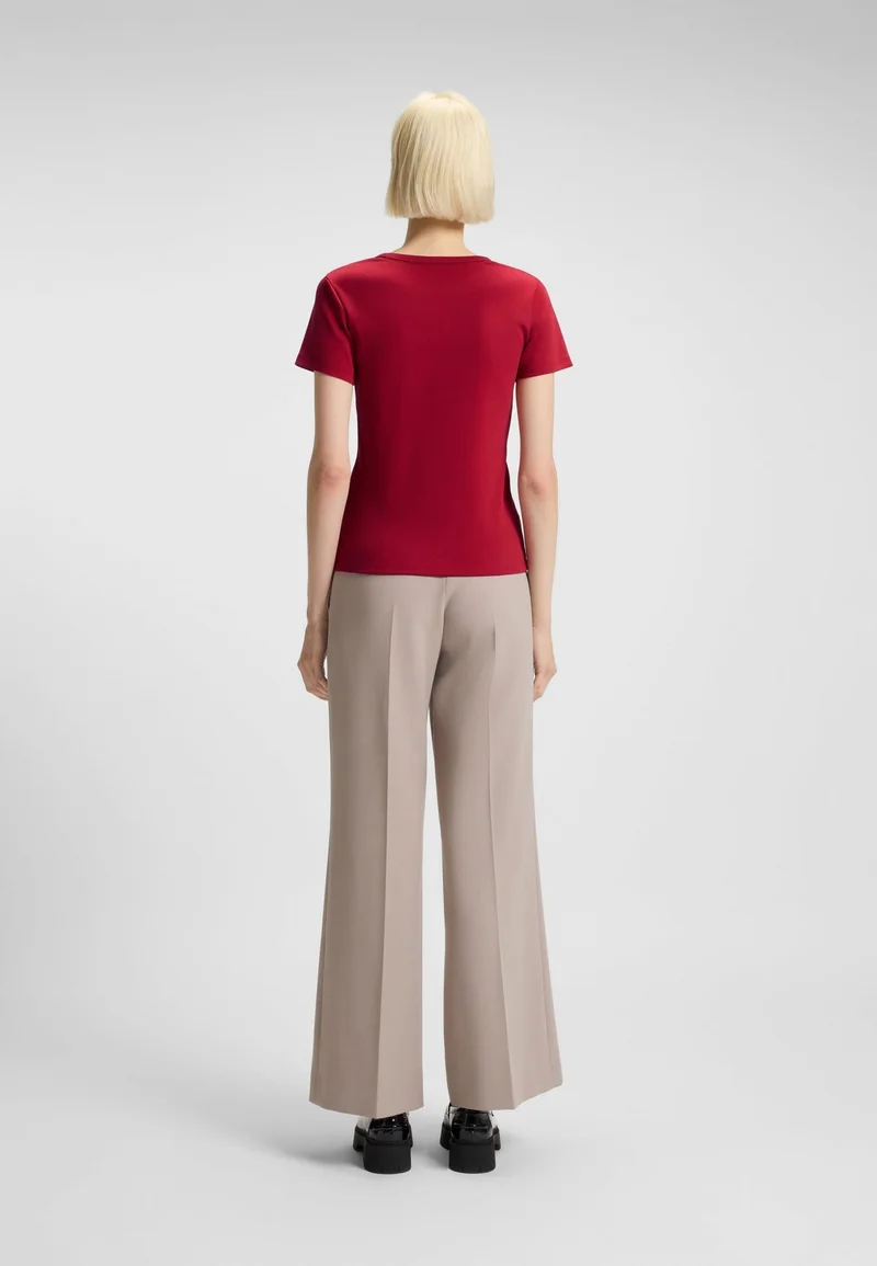 HUGO Cotton-blend T-shirt with stacked-logo embroidery